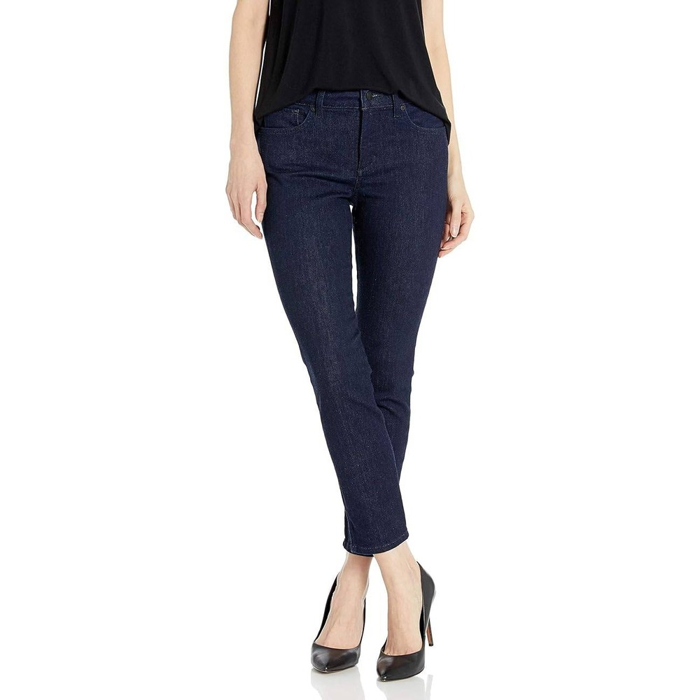 NYDJ Ami Skinny Jeans Dark Indigo Lift Tuck Technology Womens 6 Clean Ankle Slit